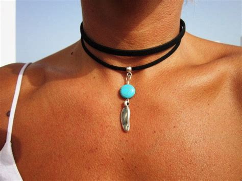 Turquoise Necklace Choker Turquoise Jewelry Choker Bohemian - Etsy