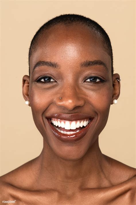 Download premium image of Happy nude black woman against a beige