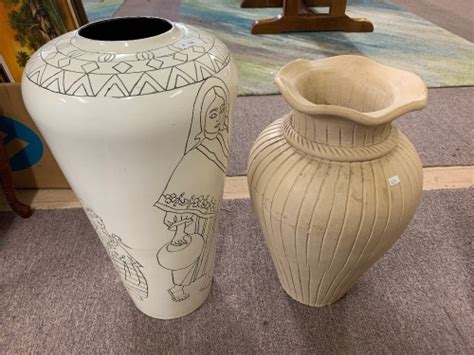 2 Large Floor Standing Ceramic Vases