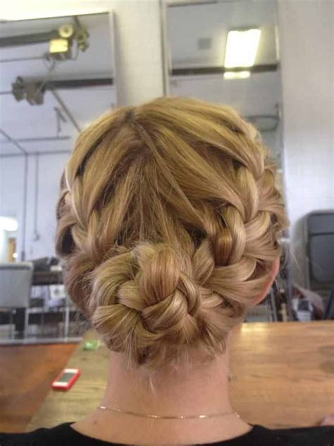 Braided bun updo on Laurie | Braided bun hairstyles, Bridesmaid hair ...