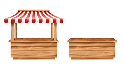 premium vector realistic market stall booth empty wooden stall