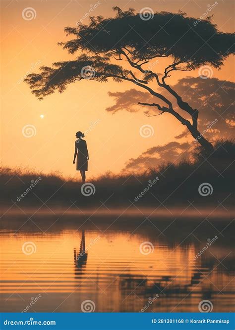 Silhouette of Woman in Nature, Generative Ai Illustration. Stock ...