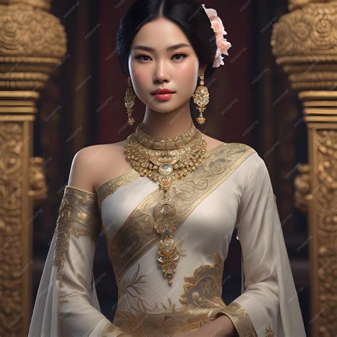 A beautiful Thai princess in a traditional dress | Premium AI-generated