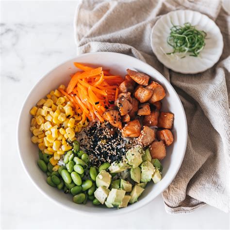 Teriyaki Salmon Poke Bowl - Chloe Ting Recipes