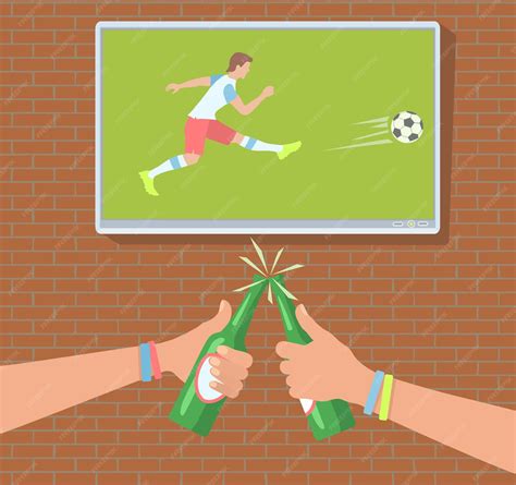 Premium Vector | Football fans in the bar