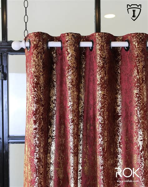 Red Velvet Curtainsgold Print Velvet Curtains Custom Window - Etsy