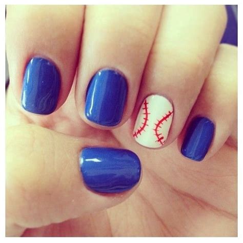 Baseball nails Manis and Nail Art! liked on Polyvore featuring nail ...