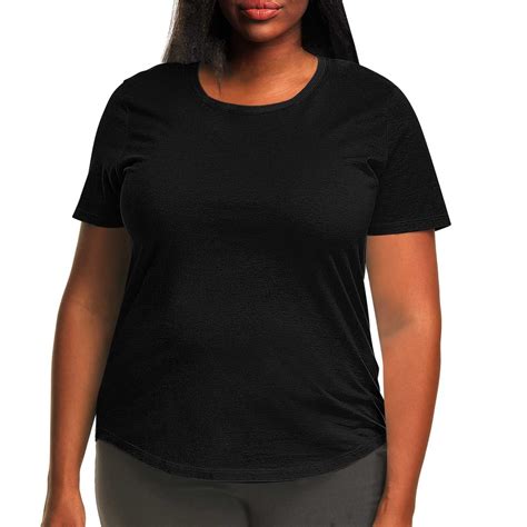 Bdfzl Women'S Tops Plus Size Round Neck Short Sleeve T-Shirt Black