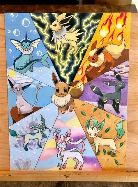 Eeveelution Fan Art Prints, Pokémon, Drawing, Gifts for Him, Gifts for Kids, Gifts for Her ...