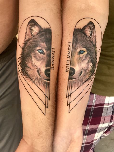 Our two halves make a whole #tattoo #couplestattoos #wolftattoo # ...