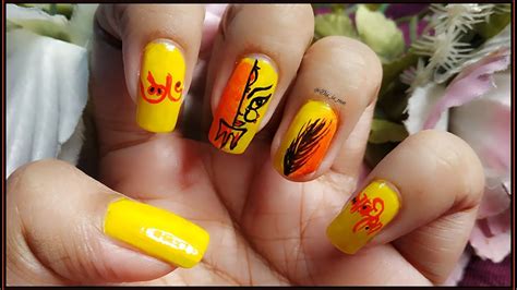 durga puja navratri special nail art tutorial ll  ll youtube