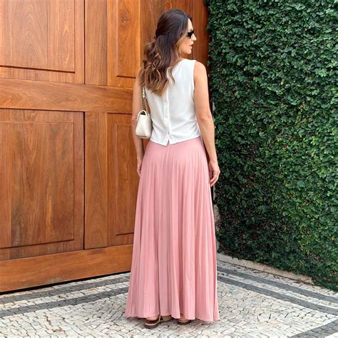 Saia Longa Plissada - SAIA LONGA PLISSADA ROSÊ - Camila Boletti Moda Feminina