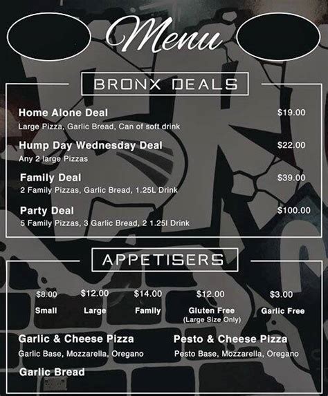 Bronx Pizza Tacos Burritos Menu - Urbanspoon/Zomato