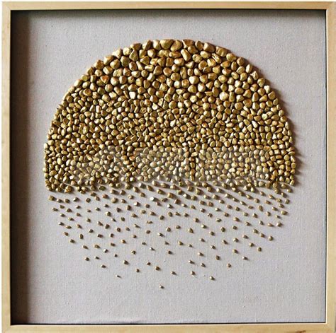 Golden Natural Stone Wall Art, Mixed Media Art 3D Wall Art ...