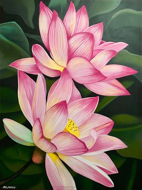 Lotus flowers Painting by Daniel Melendez - Pixels