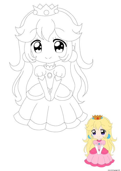 Princess Peach Anime Coloring page Printable