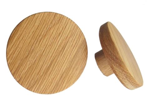 Oak Wood Drawer Knobs Round Wooden Drawer Pulls Set of 2 Modern Cabinet ...