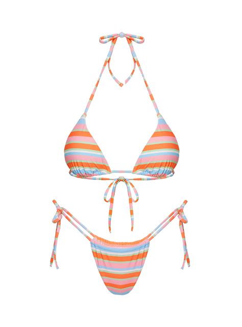 jenner tie side ruched bikini bottom candy stripe princess polly