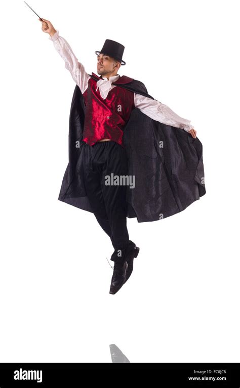 Man magician isolated on white Stock Photo - Alamy