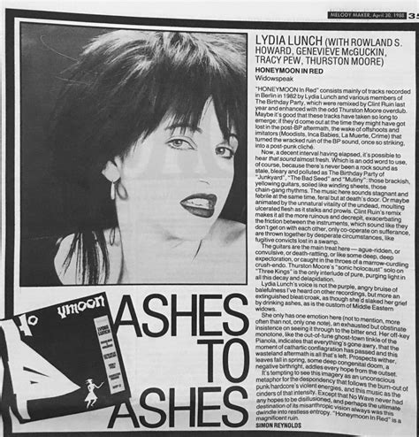 ReynoldsRetro: Lydia Lunch - Honeymoon in Red - Melody Maker 1988