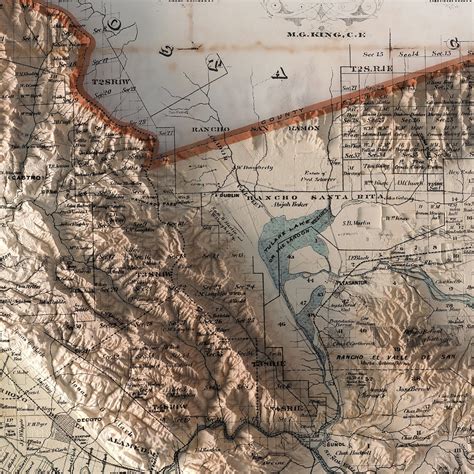Alameda County, CA - Vintage Shaded Relief Map (1880) – East Of Nowhere