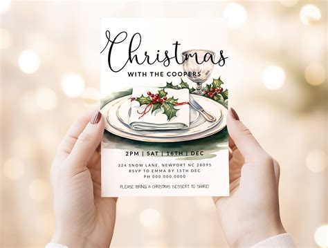 Christmas Dinner Party Printable Invitation, Editable Christmas Invite ...
