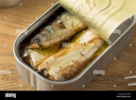 Organic Salty Canned Sardines in Olive Oil Stock Photo - Alamy