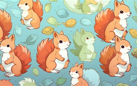 Premium AI Image | Japanese cute squirrel repeated patterns anime art ...