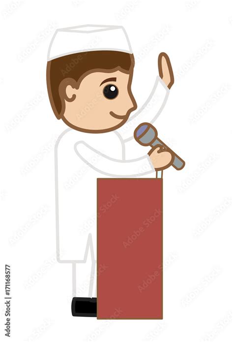 Cartoon Political Leader Announcing on Mic Stock Vector | Adobe Stock