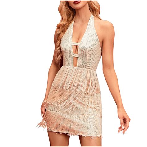 Rvkxad Holiday Party Dresses for Women 2025 Halter Party Club Dress
