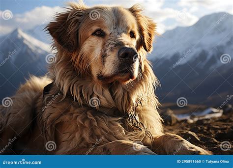 Portrait of a Red Dog Alabai in Nature, Close-up Photo. Ai Art Stock ...