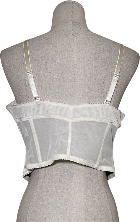 Vintage Ivory and Gray Sheer Lace Corset Bra | Shop THRILLING