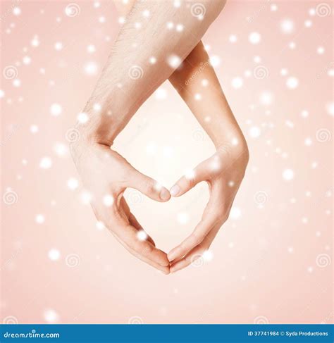Woman and Man Hands Showing Heart Shape Stock Photo - Image of charity
