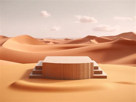 Premium AI Image | a wooden structure in the desert with a pyramid in ...