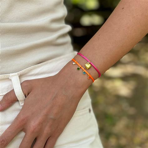 Unique Birthstone Bracelet, Custom Satin Cord Silver Bracelet