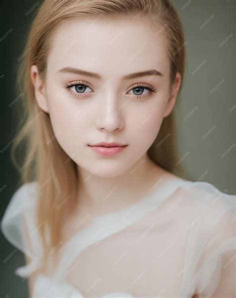 Premium Photo | A woman with blonde hair and a pale skin looks into the ...