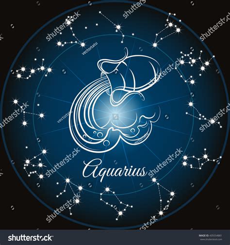 Zodiac Sign Aquarius Circle Constellations Vector Stock Vector (Royalty