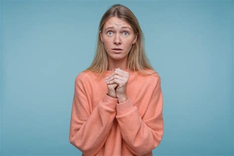 portrait   young woman  scared  photo