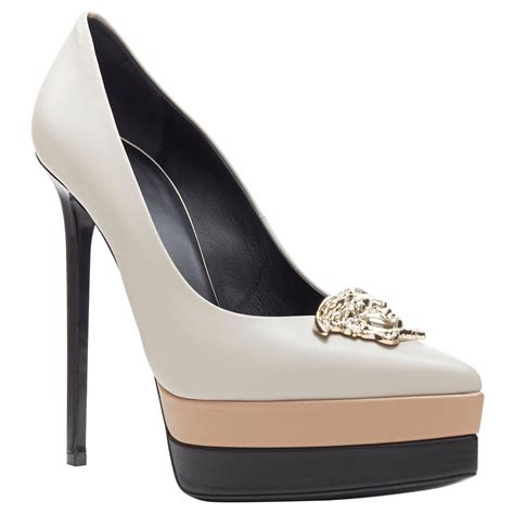 new VERSACE Palazzo Medusa grey nude black triple sole platform point