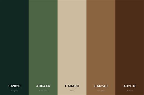 Rustic Brown & Green Color Palette Color Palette with Dark Green (Hex