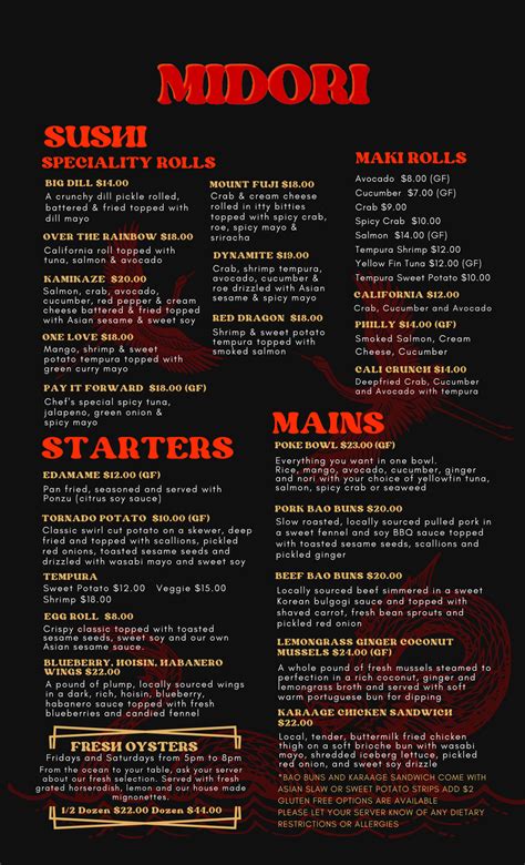 Menu — Midori Sushi