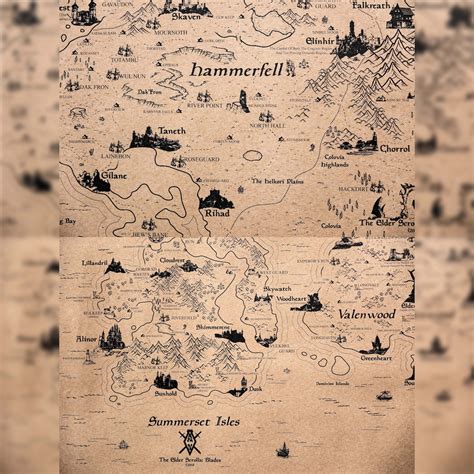 Elder Scrolls Tamriel Map 70100cm Nirn World Fantasy Map - Etsy