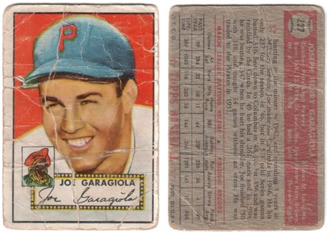 poor old baseball cards: 1952 Topps Joe Garagiola