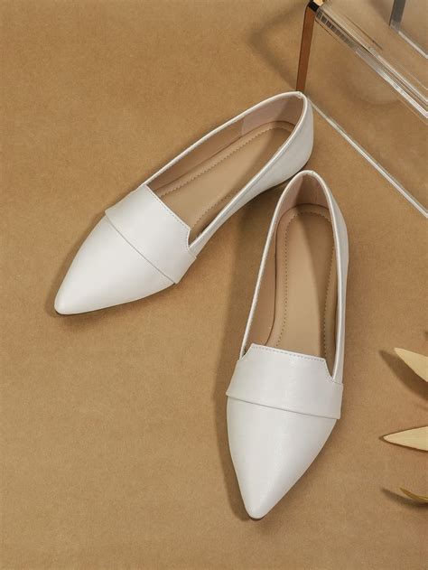 White Elegant Plain Ballet Embellished Women Shoes White Flat Shoes, Norooz, Office Outfits ...