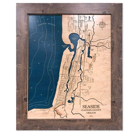 Seaside Oregon Map | Wooden Maps | thirtyAXIS