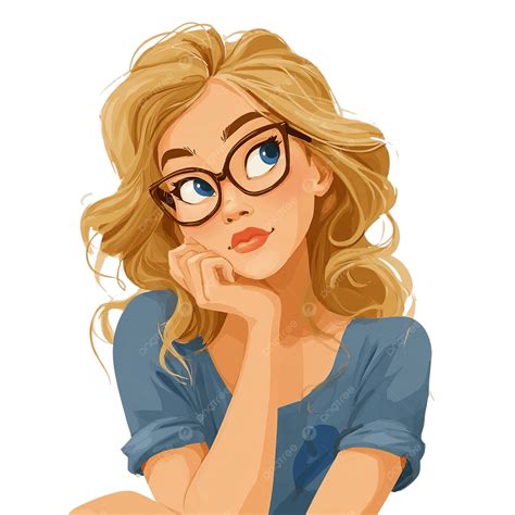 Blondes Mädchen Mit Brille Cartoon Clipart, Blondes Mädchen, Brille