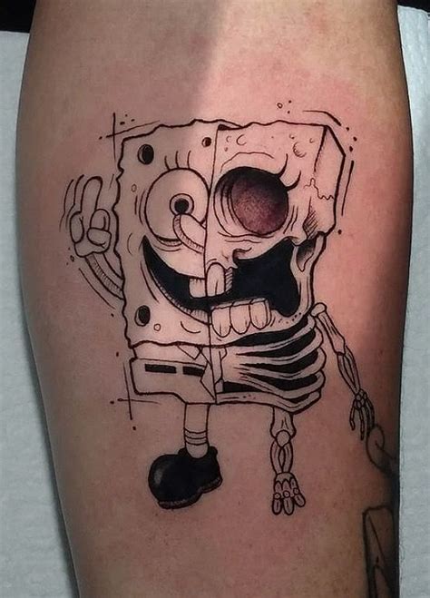 Spongebob Tattoo | Spongebob tattoo, Scary tattoos, Hand tattoos for guys