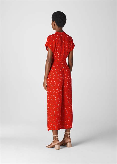 Red/Multi Daisy Chain Frill Jumpsuit | WHISTLES
