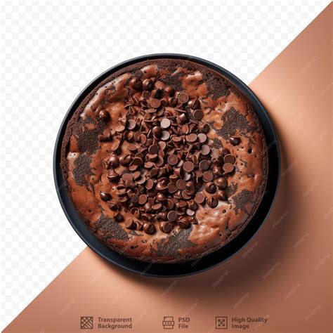 Premium PSD | Bird s eye view of a chocolate chip basque burnt cheesecake