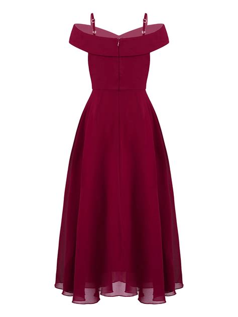 inhzoy Girls Youth Cold Shoulder V Neck Prom Dress, Bridesmaid Party